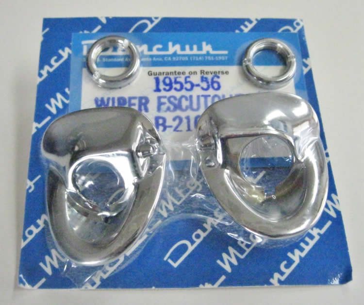 1955 1956 Chevy Wiper Escutcheons, Pair