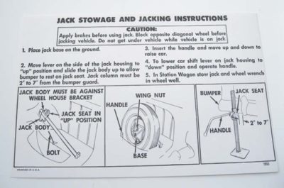 1955 Jack Storage And Jacking Instructions