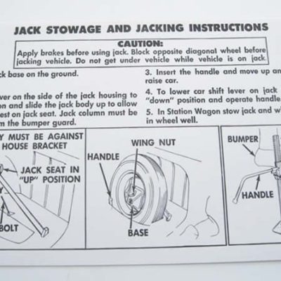 1955 Jack Storage And Jacking Instructions