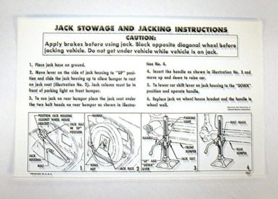 1957 Jack Storage And Jacking Instructions, Cars