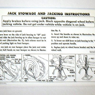 1957 Jack Storage And Jacking Instructions, Cars